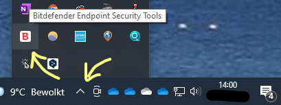 pictogram Bitdefender in taakbalk