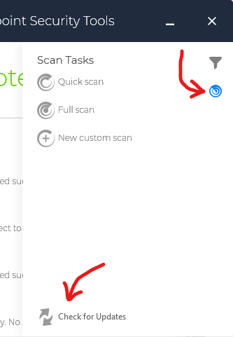 Scan Tasks Menu